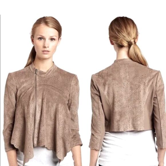 BCBGMAXAZRIA Faux Suede
Perforated Asymmetrical Hem Jacket XXSmall - Picture 1 of 7